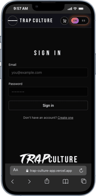 Trap Fam sign-in screen